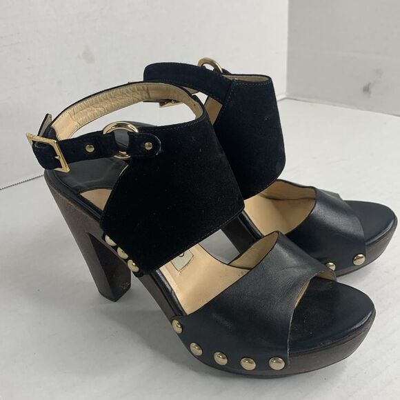 Jimmy Choo black suede leather studded clog heels - Picture 1 of 10